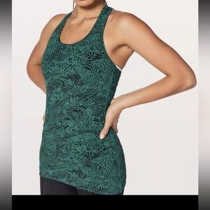 Lululemon Women Kitakami Viridian Green Black CRB Cool Racerback II Tank Sz 4